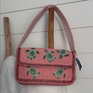 Viral Pink Turtle Beaded Women's Bag